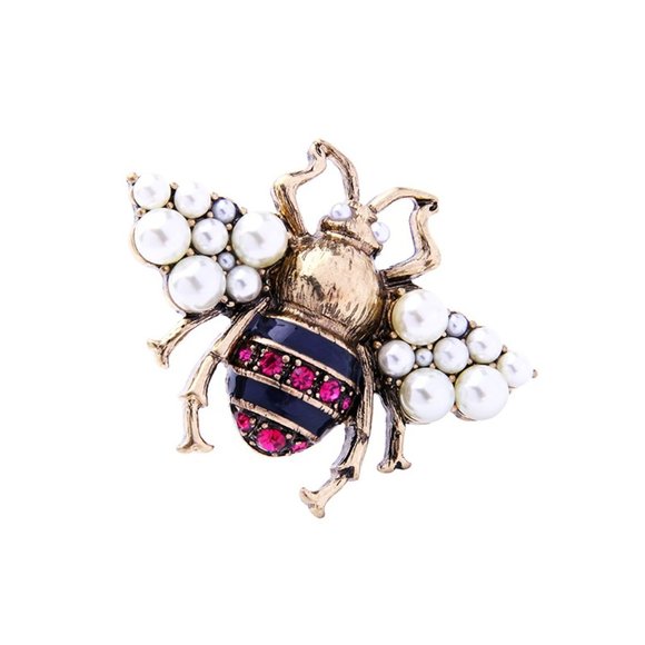 Designer Pearl Bee Inspired Statement Ladies Fashion Brooch Pin - Picture 5 of 6